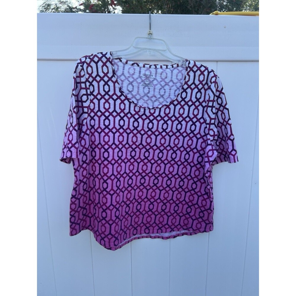 Chico's The Ultimate Tee Short Sleeve Top Sz XL. Pink Cotton Modal